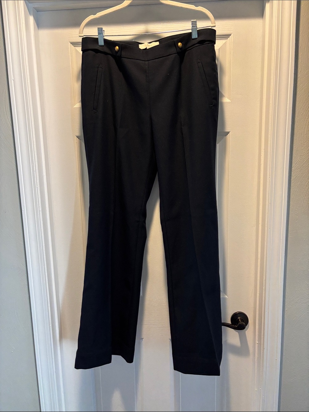 LOFT Navy Flare Leg Dress Pants with Gold Buttons Kate Classic size 10